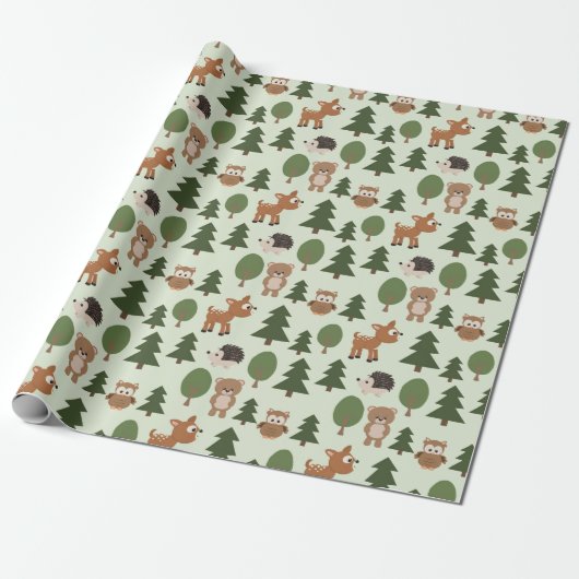 Natuurlijke bosvrienden cadeaupapier (Uitgerold)