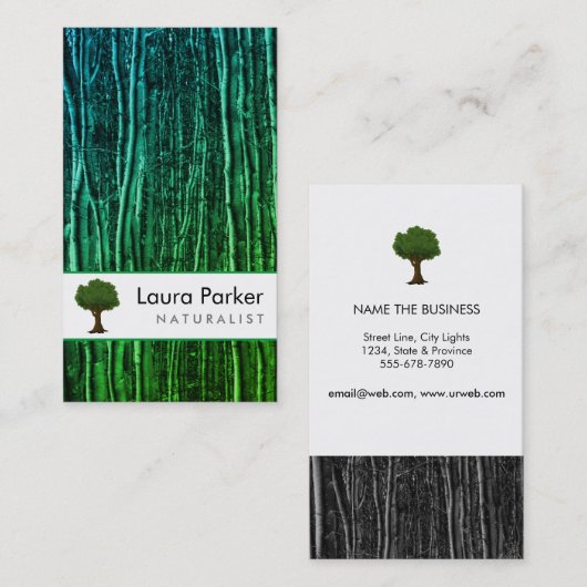Natuurlijke boszwarte bosbouw, landschapslandschap visitekaartje (Voorkant / Achterkant)