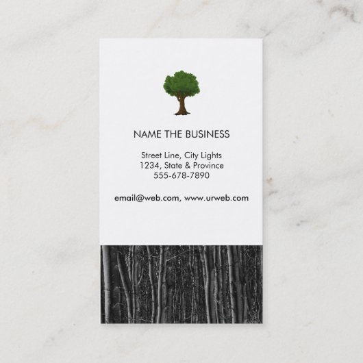 Natuurlijke boszwarte bosbouw, landschapslandschap visitekaartje (Achterkant)