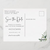 Natuurlijke botanica Bewaar de datum Folie Uitnodiging Briefkaart (Achterkant)