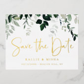 Natuurlijke botanica Bewaar de datum Folie Uitnodiging Briefkaart (Voorkant)