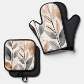 Natuurlijke Botanicals Boho Ovenwant & Pannenlap Set (Voorkant / Achterkant)