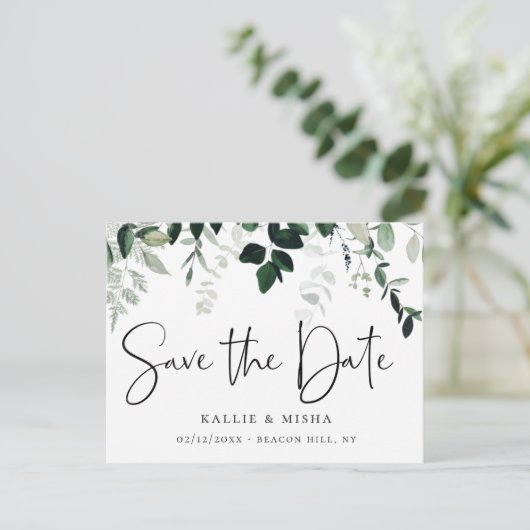 Natuurlijke Botanics Save the Date Aankondigingskaart (Staand voorkant)