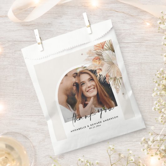 Natuurlijke botanische boogfoto moderne pampas bedankzakje (Geknipt)