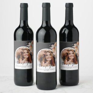 Natuurlijke botanische boogfoto moderne pampas-wij wijn etiket