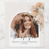 Natuurlijke botanische boogfoto moderne pampas wijn etiket (Enkel label)