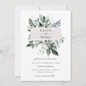 Natuurlijke Botanische Foliage Lijst Bruiloft Kaart (Voorkant)