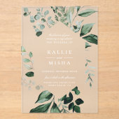 Natuurlijke botanische geometrische Lijst bruiloft Acryl Uitnodigingen (Voorkant)