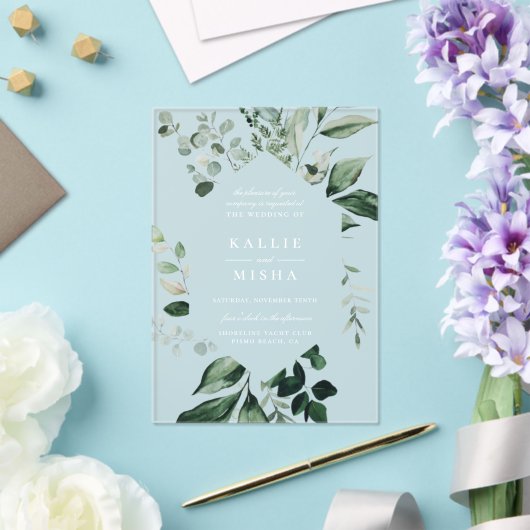 Natuurlijke botanische geometrische Lijst bruiloft Acryl Uitnodigingen (Insitu (Huwelijk))