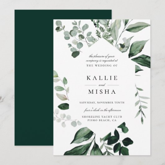 Natuurlijke Botanische Geometrische Lijst bruiloft Kaart (Voorkant / Achterkant)