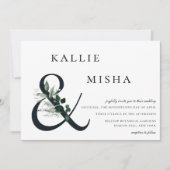 Natuurlijke Botanische groen Ampersand bruiloft Kaart (Voorkant)