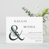 Natuurlijke Botanische groen Ampersand bruiloft Kaart (Staand voorkant)