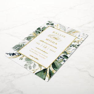 Natuurlijke botanische Lijst Emerald Wedding Folie Uitnodiging