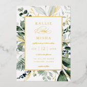 Natuurlijke botanische Lijst Emerald Wedding Folie Uitnodiging (Voorkant)