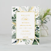 Natuurlijke botanische Lijst Emerald Wedding Folie Uitnodiging (Staand Voorkant)