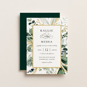 Natuurlijke botanische Lijst Emerald Wedding Kaart