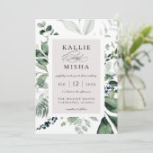 Natuurlijke botanische Lijst Emerald Wedding Kaart (Staand voorkant)