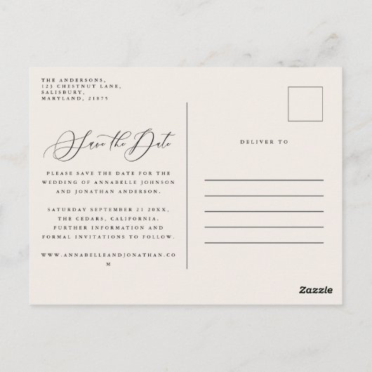 natuurlijke botanische rustige , elegante moderne briefkaart (Achterkant)