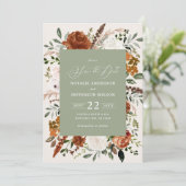 natuurlijke botanische rustige , elegante moderne save the date (Staand voorkant)