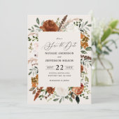 natuurlijke botanische rustige , elegante moderne save the date (Staand voorkant)