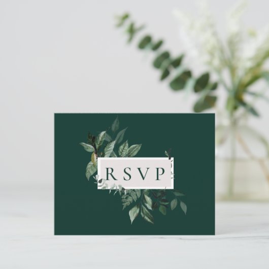 Natuurlijke Botanische Smaragd Bruiloft RSVP Song  Uitnodiging Briefkaart (Staand voorkant)