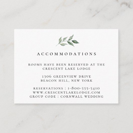Natuurlijke Botanische tak bruiloft accommodaties Informatiekaartje (Voorkant)