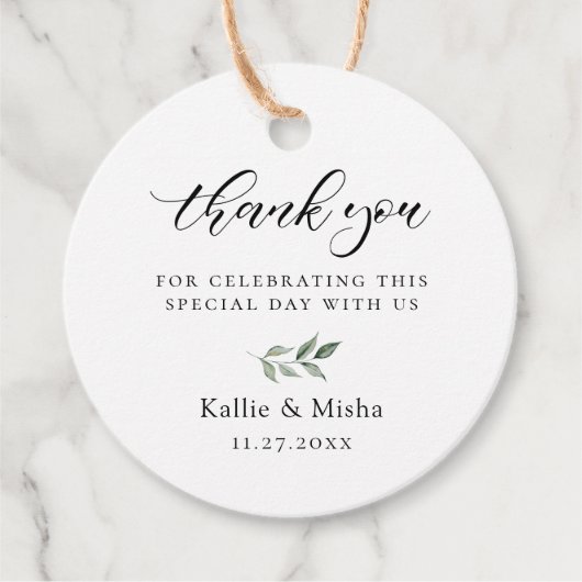 Natuurlijke Botanische Tak Trouw Dank Je Wel Bedankjes Labels (Voorkant)
