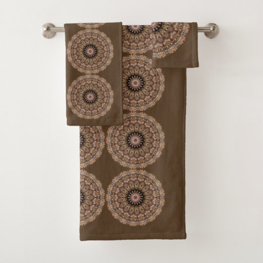 Natuurlijke Browns Mandala Pattern Bad Handdoek (Insitu)