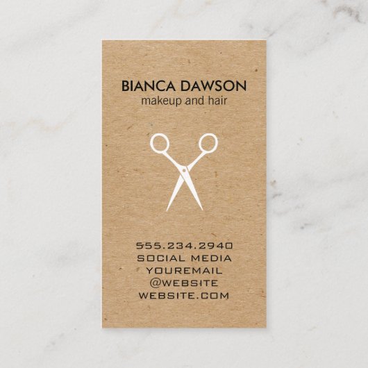 Natuurlijke Bruin Haar Stylist Gereedschap Patroon Visitekaartje (Achterkant)
