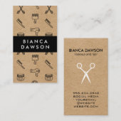 Natuurlijke Bruin Haar Stylist Gereedschap Patroon Visitekaartje (Voorkant / Achterkant)