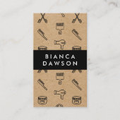 Natuurlijke Bruin Haar Stylist Gereedschap Patroon Visitekaartje (Voorkant)