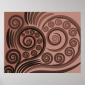 Natuurlijke bruine gestileerde varenschijfjes krul poster (Voorkant)