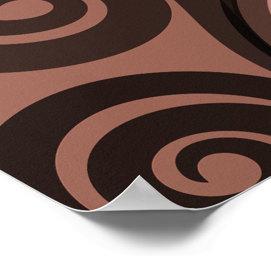 Natuurlijke bruine gestileerde varenschijfjes krul poster (Hoek)