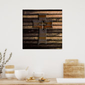 Natuurlijke bruine houten kruis poster (Keuken)