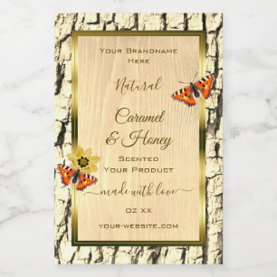 Natuurlijke bruine houtnerf boomstam productlabels voedselcontainer etiket