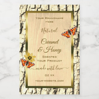 Natuurlijke bruine houtnerf boomstam productlabels voedselcontainer etiket