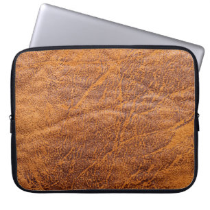 Natuurlijke bruine ledertextuur, leder, ski laptop sleeve
