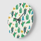 Natuurlijke Cactus: Folk Art Naadloos. Grote Klok (Hoek)