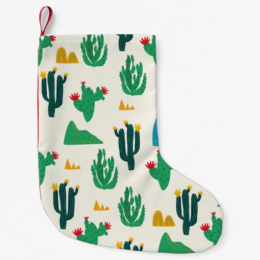 Natuurlijke Cactus: Folk Art Naadloos. Kleine Kerstsok (Voorkant)