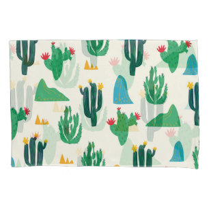 Natuurlijke Cactus: Folk Art Naadloos. Kussensloop