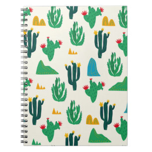 Natuurlijke Cactus: Folk Art Naadloos. Notitieboek