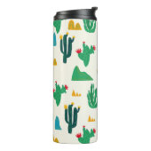 Natuurlijke Cactus: Folk Art Naadloos. Thermosbeker (Gedraaid links)