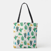 Natuurlijke Cactus: Folk Art Naadloos. Tote Bag (Achterkant)
