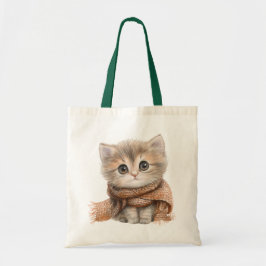 Natuurlijke Canvas tas: Schattige Kat in Eco-Chic- Tote Bag