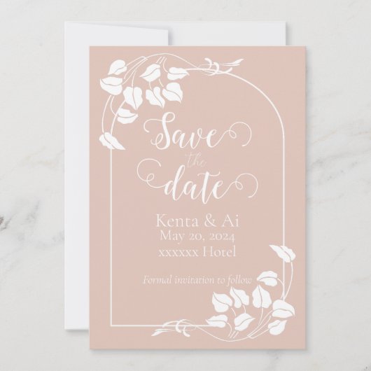 Natuurlijke Chique Bruiloft Save the Date Aankondiging (Voorkant)