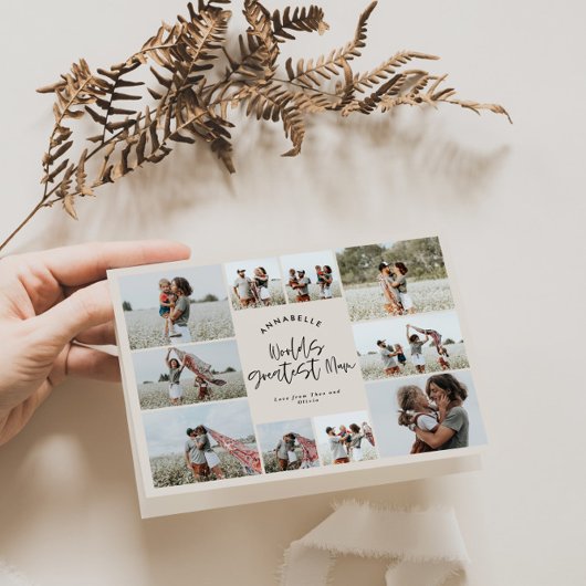 Natuurlijke crème multi foto mum typografie modern kaart