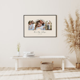 Natuurlijke crèmekleurige boog multi foto huwelijk afdruk