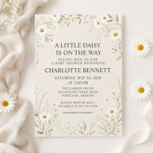 Natuurlijke Daisy Baby Shower Uitnodiging