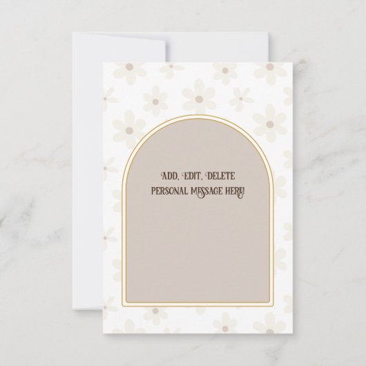 Natuurlijke Daisy Boho bedankpas Bedankkaart (Achterkant)