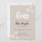 Natuurlijke Daisy Boho verjaardagsuitnodiging Kaart (Voorkant)